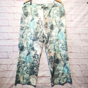 Karen Kane Renaissance Art Ankle Pants Womens 3X Ankle Slit Stretch Indie Museum